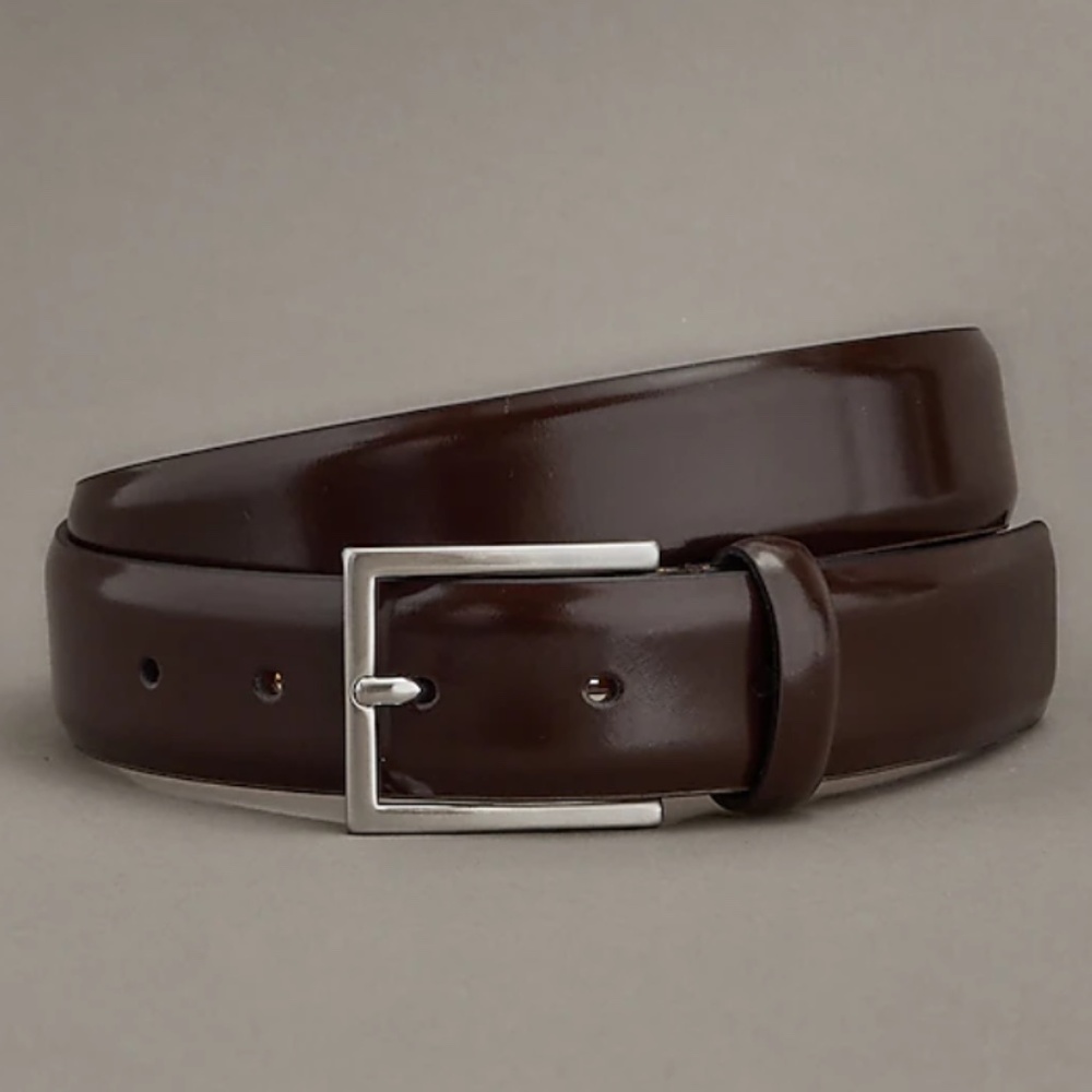 Express Edition Polished Dark Brown Genuine Leather Belt Made In Italy